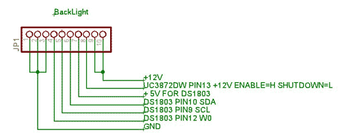 Zapojení konektoru podsvícení SHARP LQ12S56